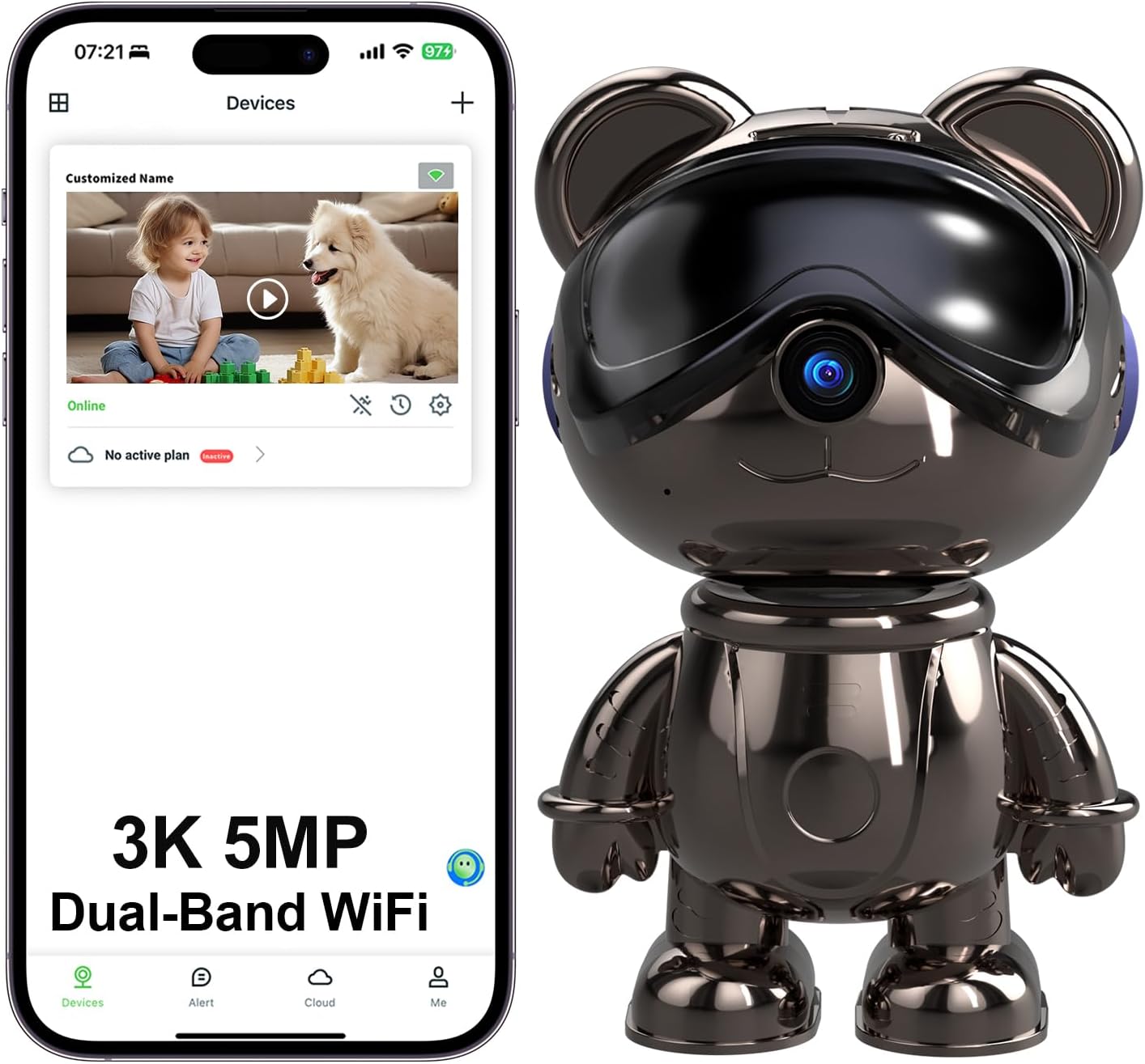 Home Security Ai - Indoor WiFi Security Camera, 5MP Pan/Tilt