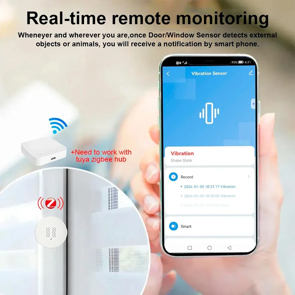 Tuya ZigBee Smart Vibration &  - огляд і ціна Home Security And Monitoring